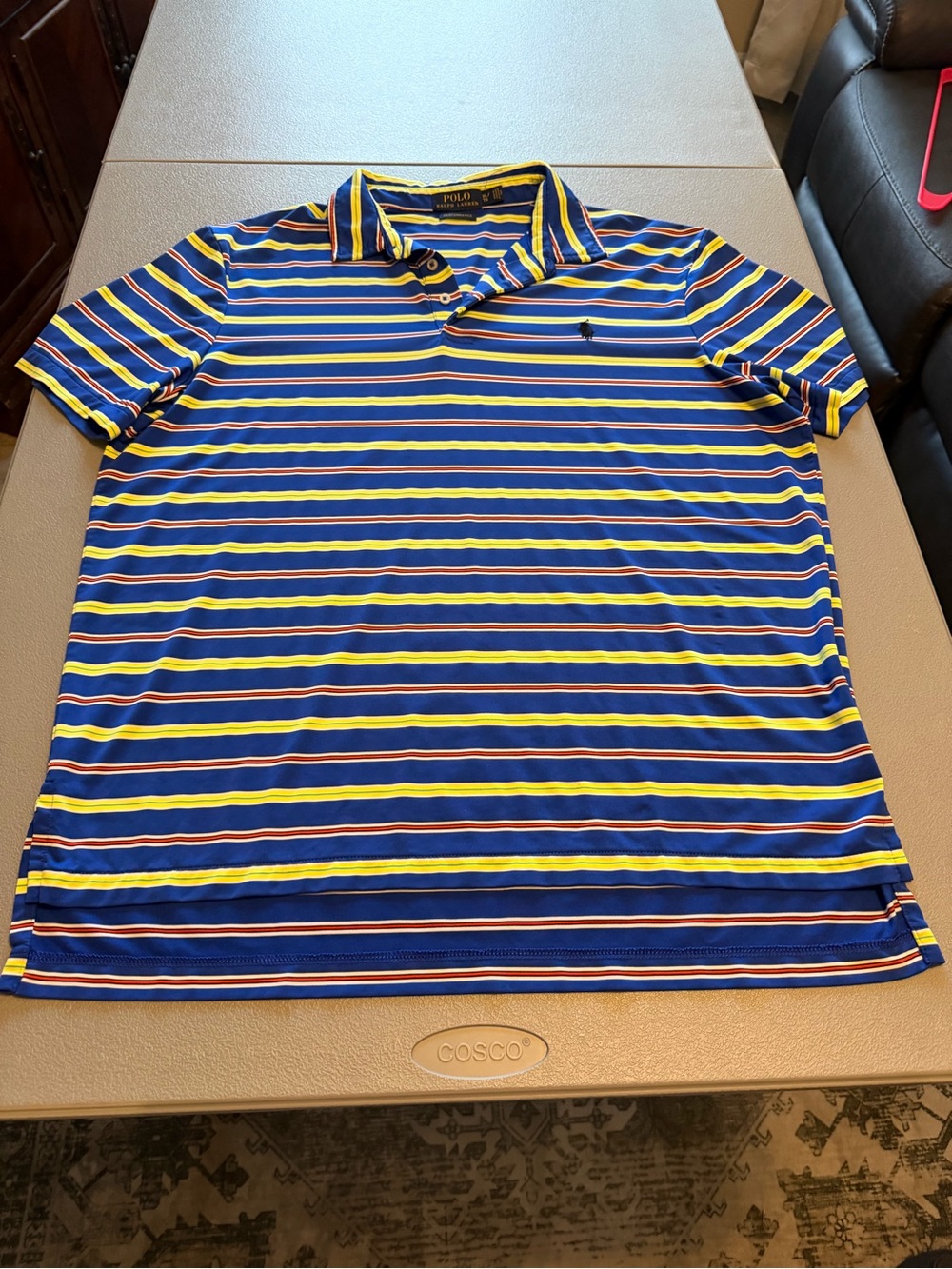 Polo by Ralph Lauren Blue, Yellow & White Striped Polo Shirt size XL